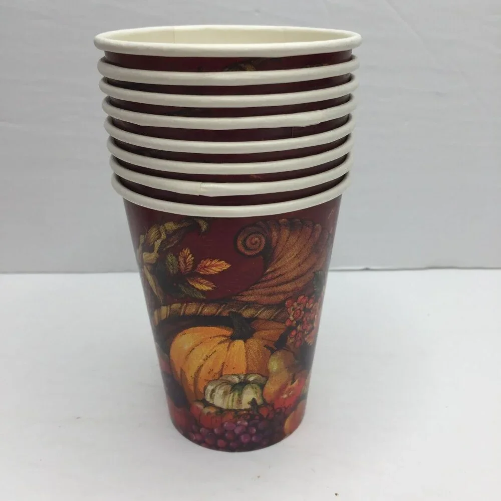 Thanksgiving Themed Turkey Paper Hot Cold Cups & Napkins Set